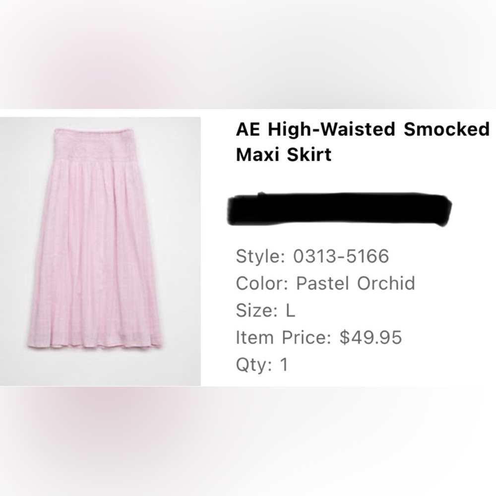 American Eagle High-Waisted Smocked Maxi Skirt— Pastel Pink - Picture 7 of 7